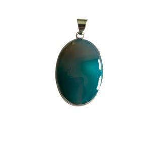 925  Silver Plated Green Botswana  Agate Pendant